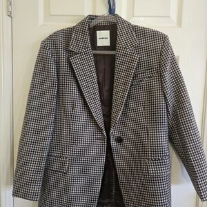 Sandro Black and White Checkered Blazer
